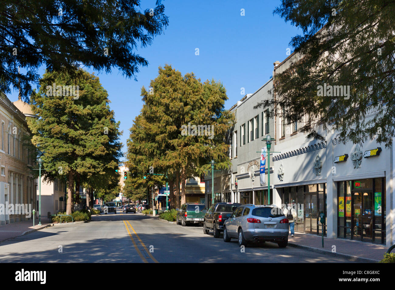 Jefferson Street nel centro di Lafayette, Lousiana, STATI UNITI D'AMERICA Foto Stock