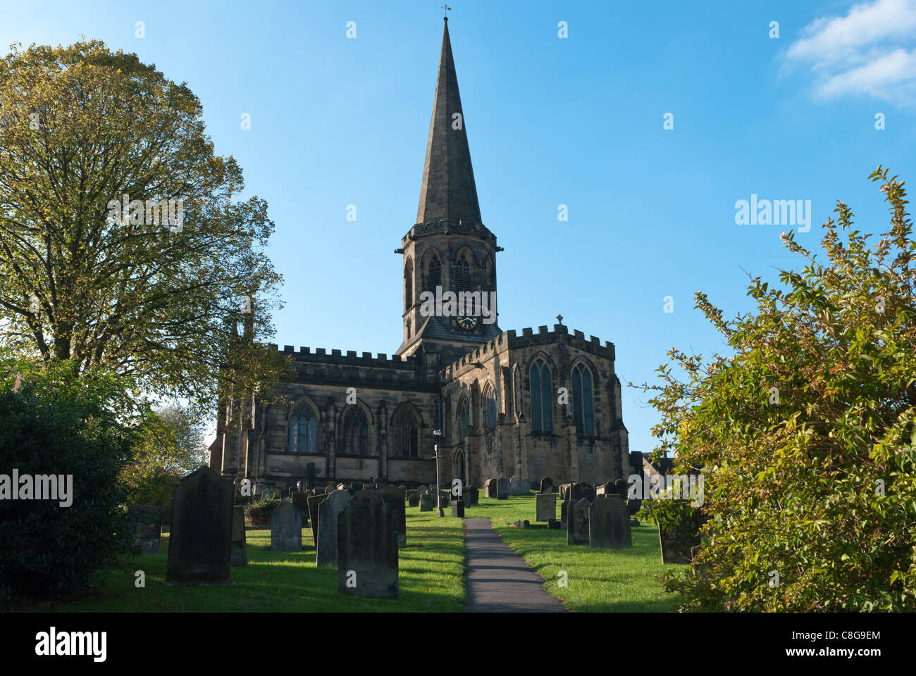 Chiesa di tutti i Santi è la chiesa parrocchiale di Bakewell nel Derbyshire Peak District Foto Stock