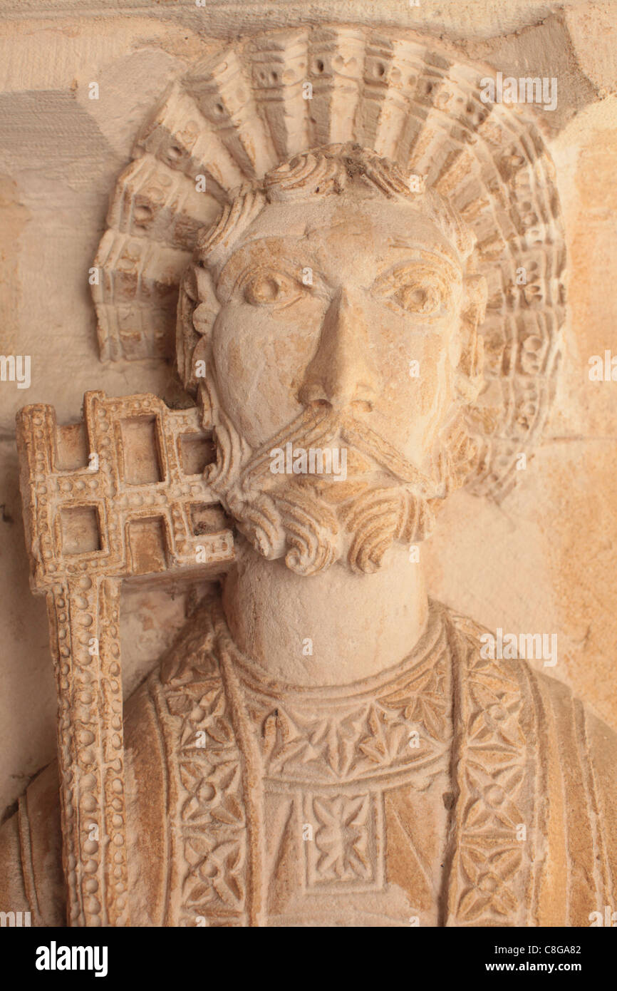 San Pietro con la chiave, il chiostro della Cattedrale St Sauveur, Aix en Provence, Bouches du Rhone, Provenza, Francia Foto Stock