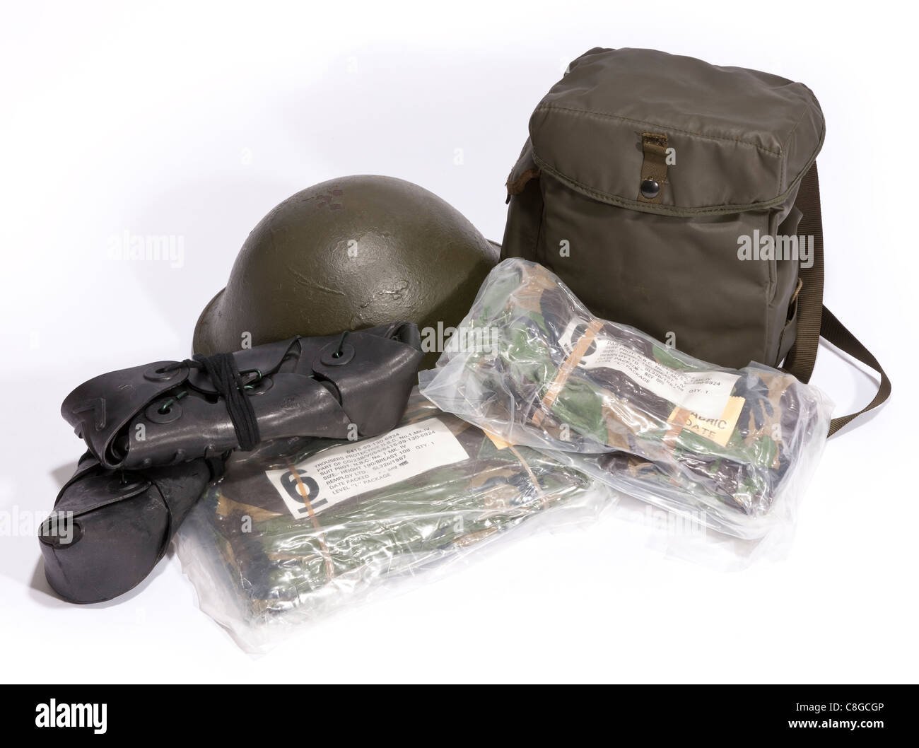 Un militare inglese nbc kit da anni ottanta Foto Stock