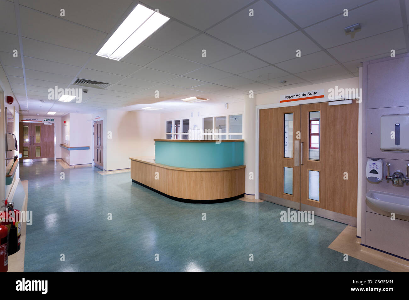 Royal Hospital di Bournemouth corsa di ricezione unità Foto Stock