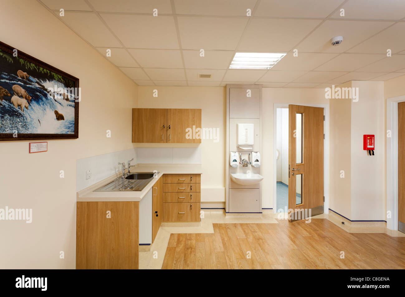 Camera per ricreare l'ambiente domestico per la riabilitazione di pazienti a Royal Bournemouth Ospedale unità di corsa Foto Stock