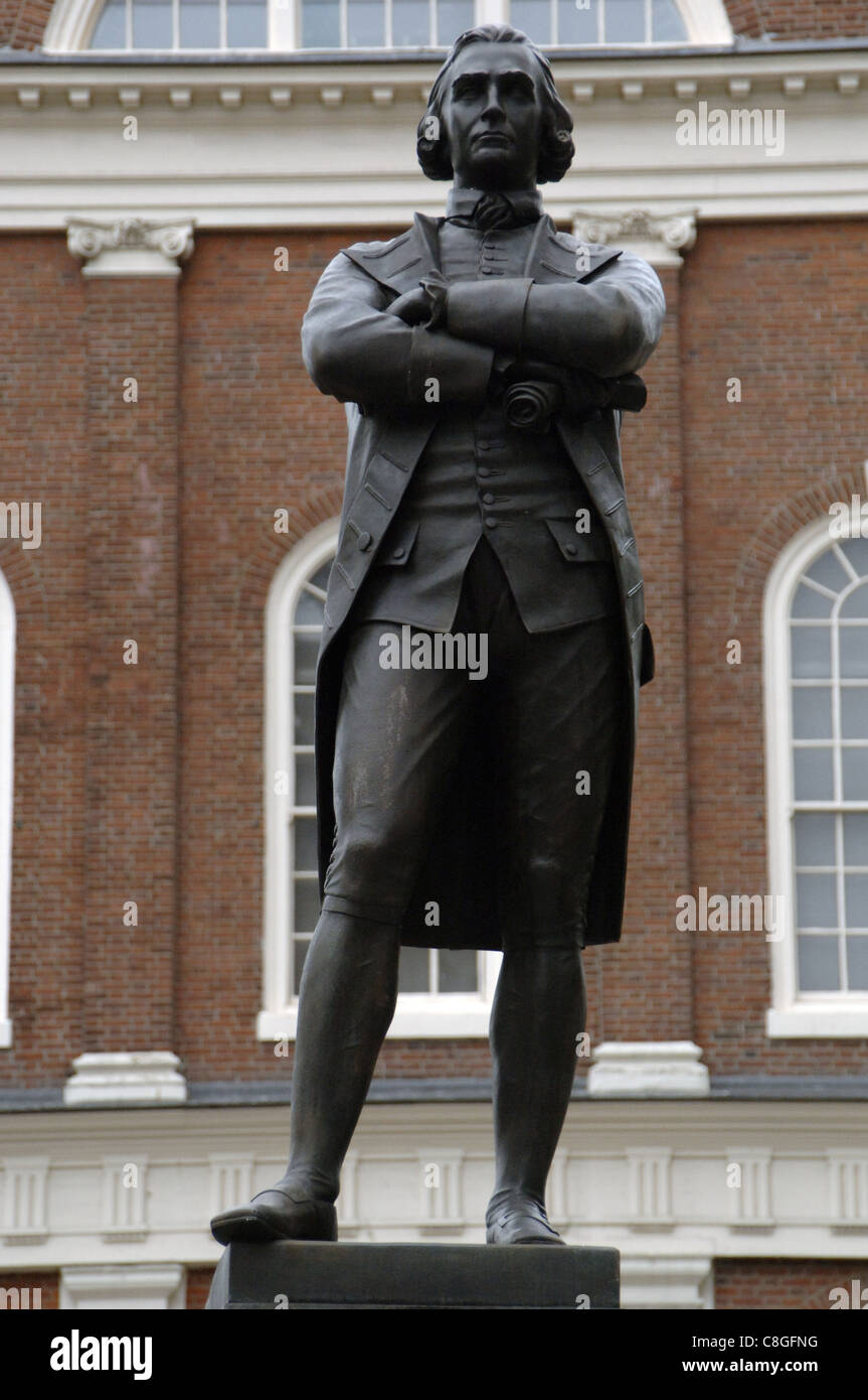 Samuel Adams (1722-1803). Statista americano e filosofo politico. Monumento. Boston. Stati Uniti d'America. Foto Stock