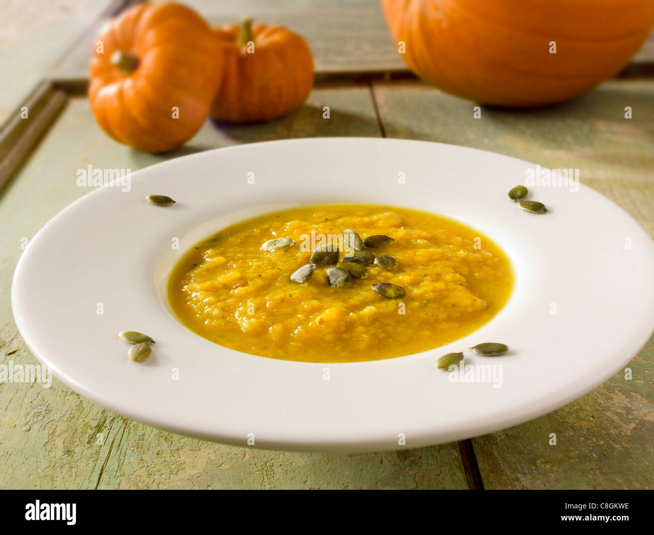 La zucca e pancetta zuppa Foto Stock