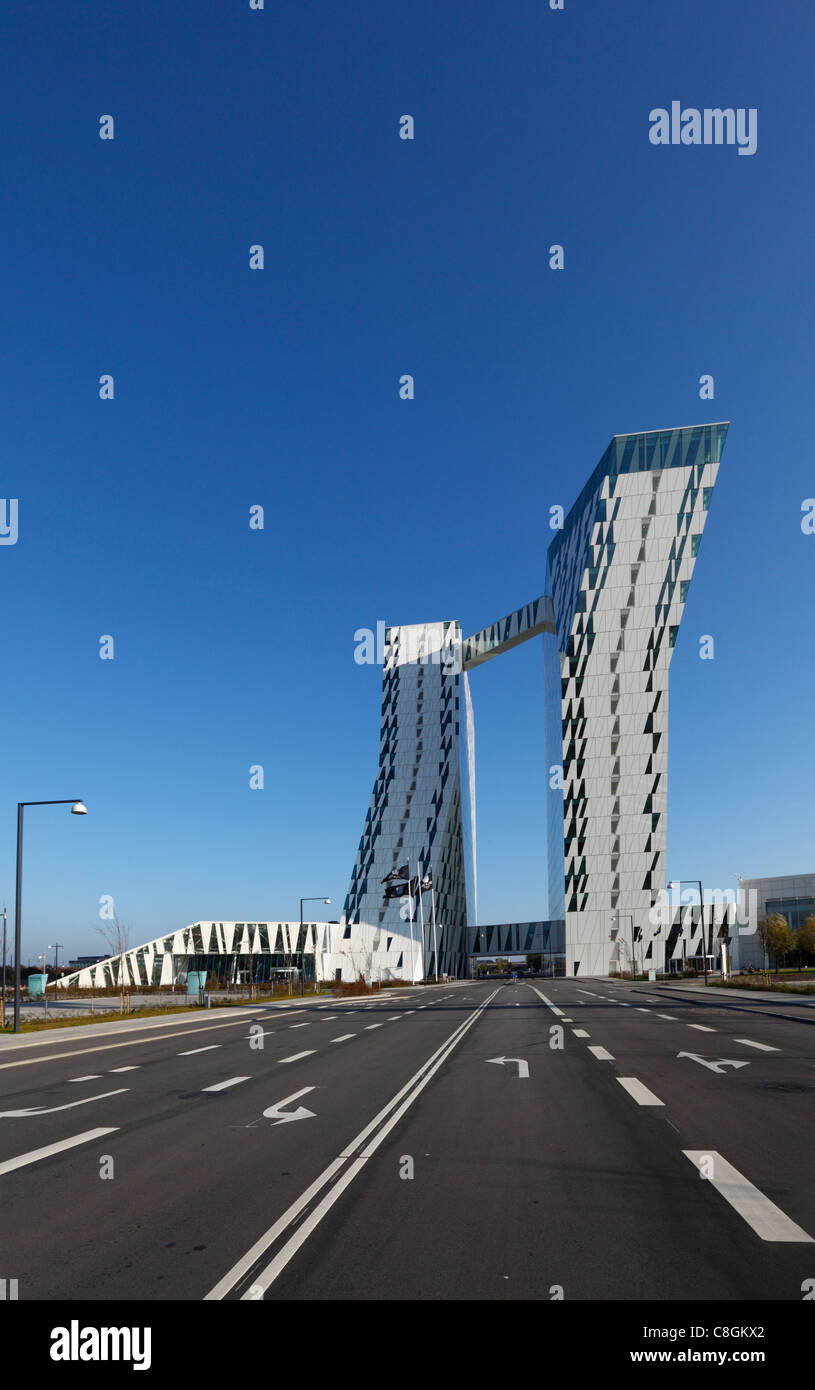 Bella Sky Comwell Hotel al centro Bella. Spettacolari grattacieli moderni Ørestad, Copenaghen il nuovissimo quartiere. Foto Stock