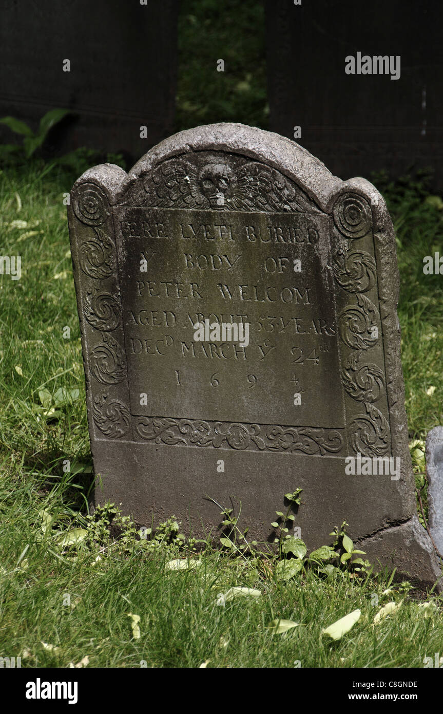 Vecchio Granaio di seppellimento cimitero di massa. Tomba. Boston. Stato del Massachusetts. Gli Stati Uniti. Foto Stock
