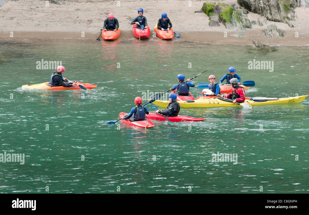 Kayak da mare a Polperro, Cornwall Regno Unito Foto Stock