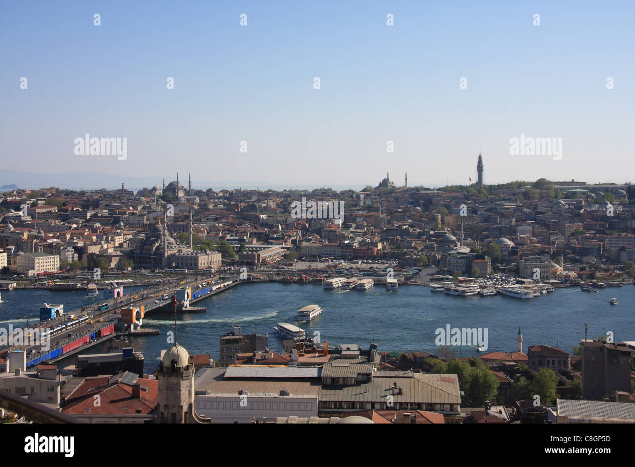 Istanbul, Turchia, Golden Horn, Halic, Eminönü, Galata, bridge, panoramica, viaggi, turismo, Foto Stock