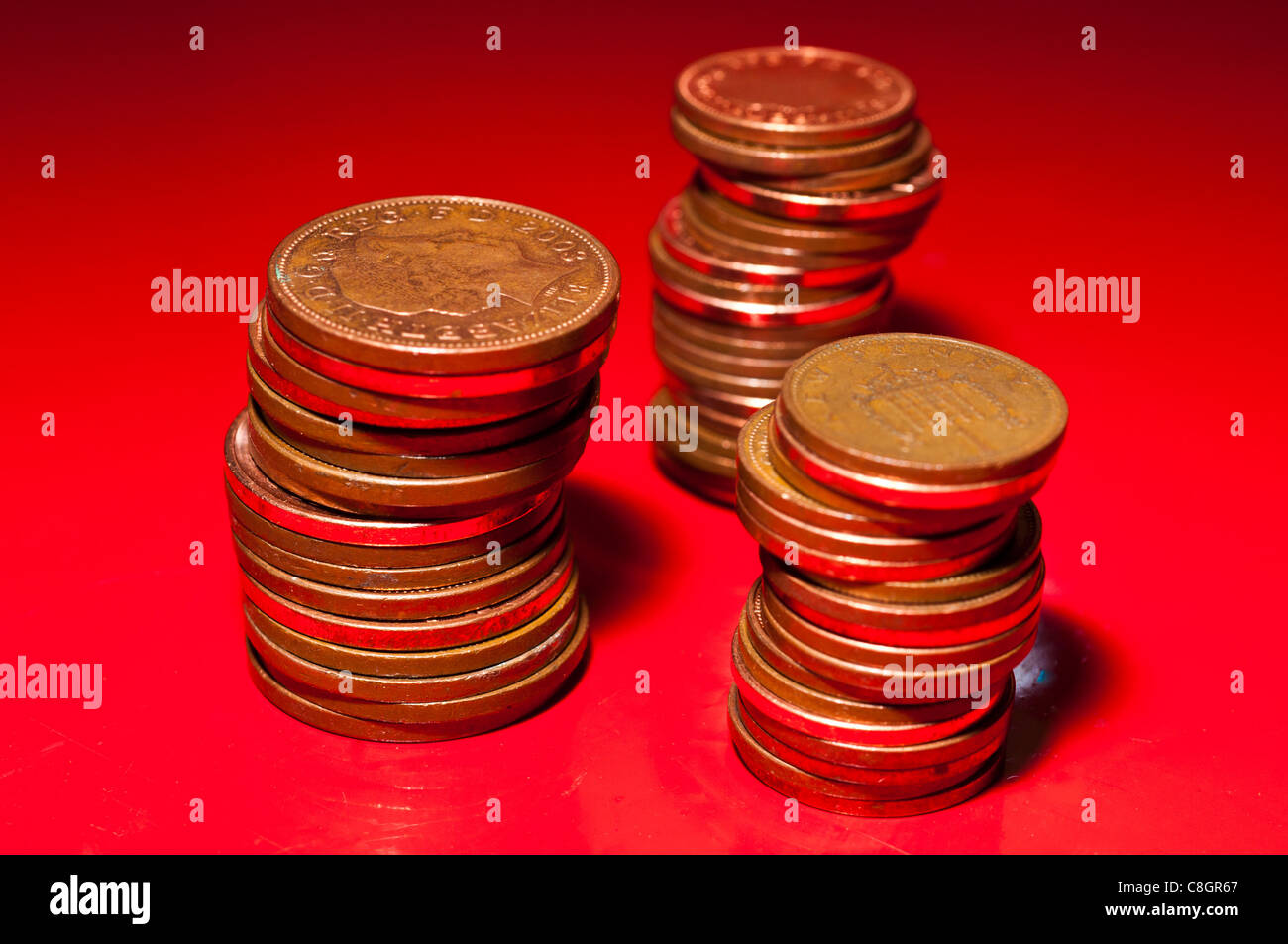 1 & 2 pence pezzi Foto Stock