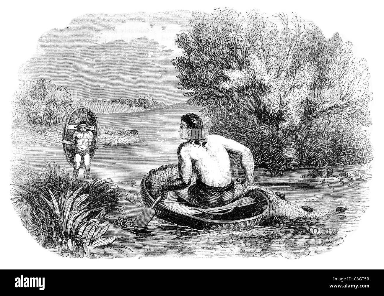 Antico britannico coracle fiume in barca Galles Inghilterra corougle corracle curricle coricle willow la pesca pescatore canoa di trasporto Foto Stock