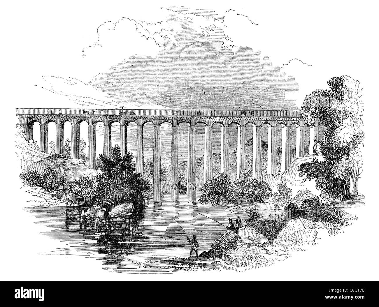 Acquedotto Pontcysyllte Llangollen Canal valle del fiume Dee Wrexham Galles Gran Bretagna grado che ho elencato la costruzione sito Patrimonio Mondiale Foto Stock