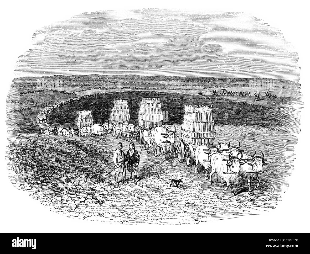 Torello caravan in Moldavia persone viaggiano spedizione commerciale Silk Road di negoziazione commerciale Spice Road Foto Stock