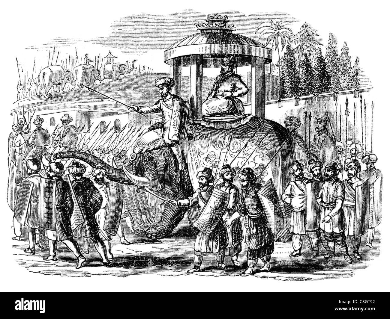 Equitazione elefante elefanti di guerra esercito subcontinente indiano Cina impero Persiano mammalstusk militare conflitto battaglia combattere warfare Foto Stock