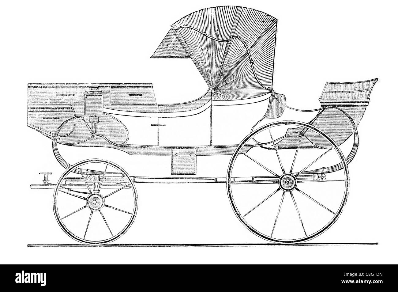 Britzschka britzka brichka britska Ufficio viaggi carrello trainato da cavalli Foto Stock