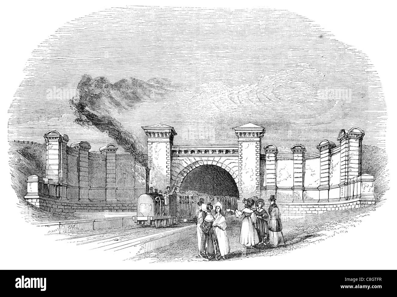 Ingresso di Primrose Hill tunnel locomotiva a vapore Foto Stock