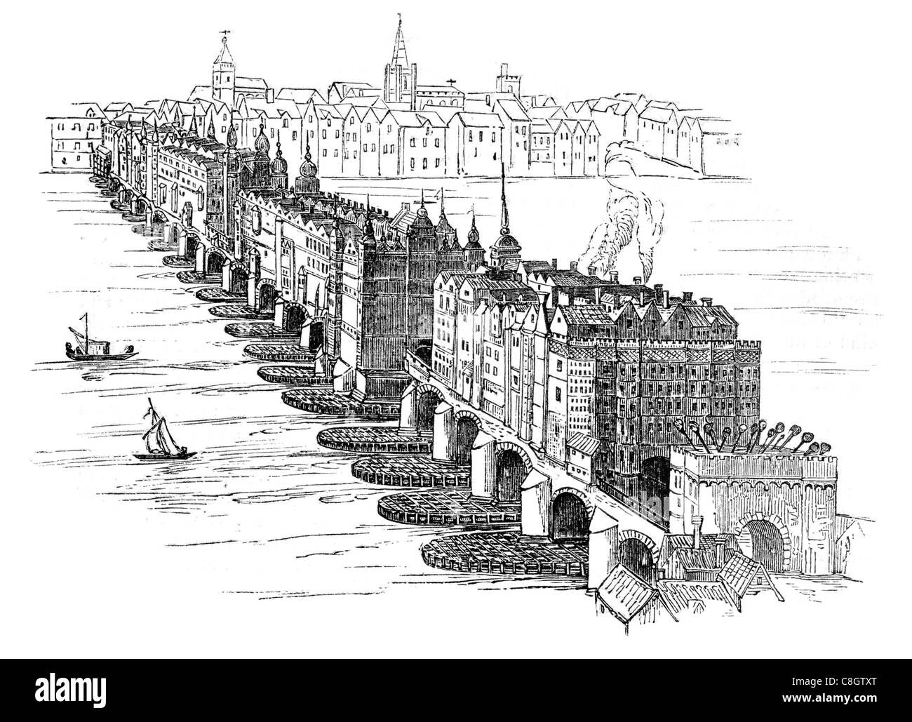 Il vecchio ponte di Londra 1616 Southwark Cathedral dentato per teste di testa eseguito criminali criminam pena capitale esecuzione Foto Stock