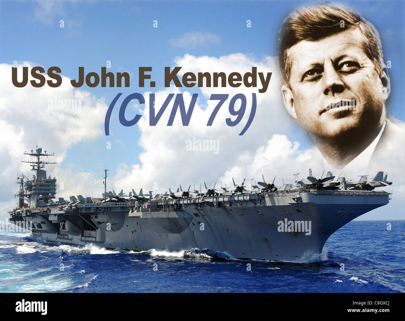 Una illustrazione della foto della Ford-class portaerei raffigurante il futuro USS John F. Kennedy Foto Stock
