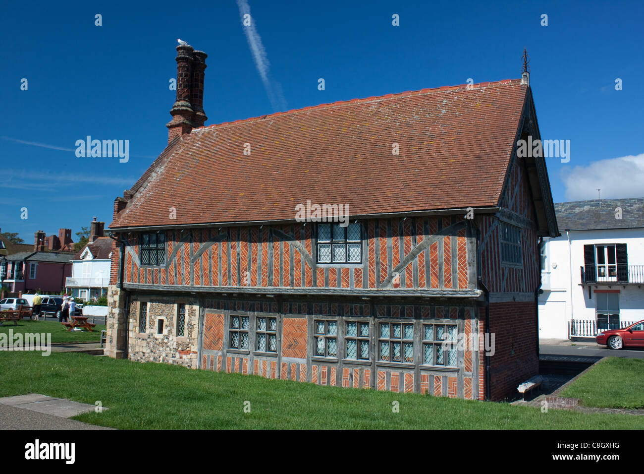 Il discutibile Hall Museum presso la croce del mercato in Aldeburgh, Suffolk Foto Stock