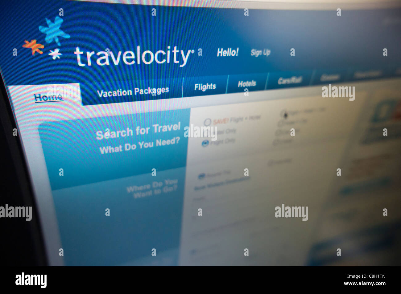 Il Travelocity travel website è visto sul Lunedi, ottobre 24, 2011. (© Richard B. Levine) Foto Stock