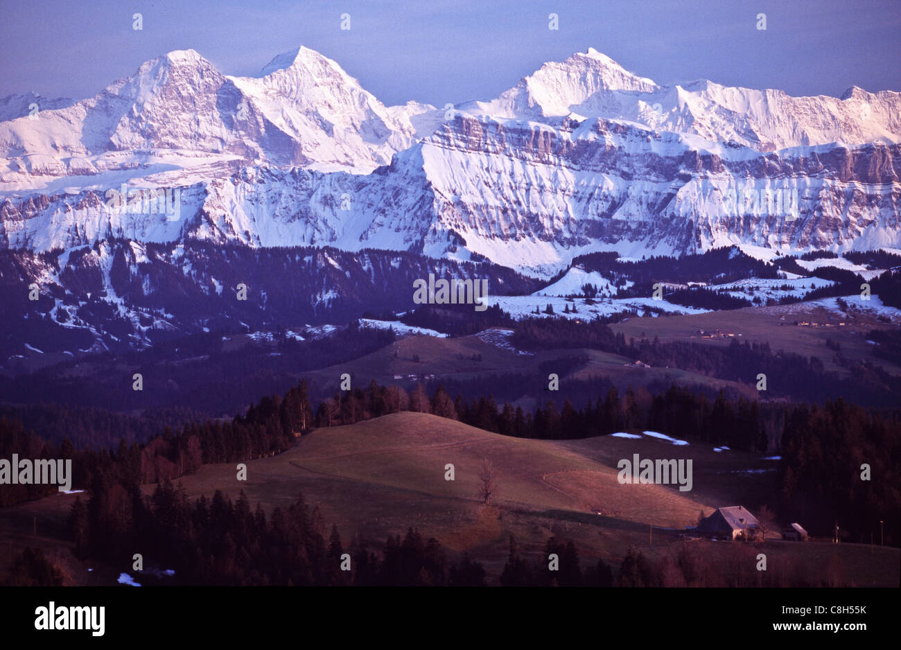 Lüderenalp, Svizzera, Canton Berna, Emmental, agriturismo, Alpi, montagne, panorama, il paesaggio di montagna, mountain scape, mountain top, Foto Stock