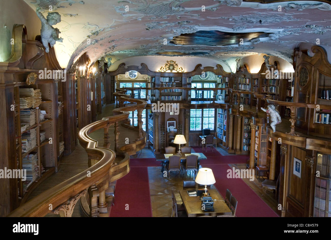 Max Reinhardt Libreria in Schloss Leopoldskron, Salisburgo, Austria Foto Stock