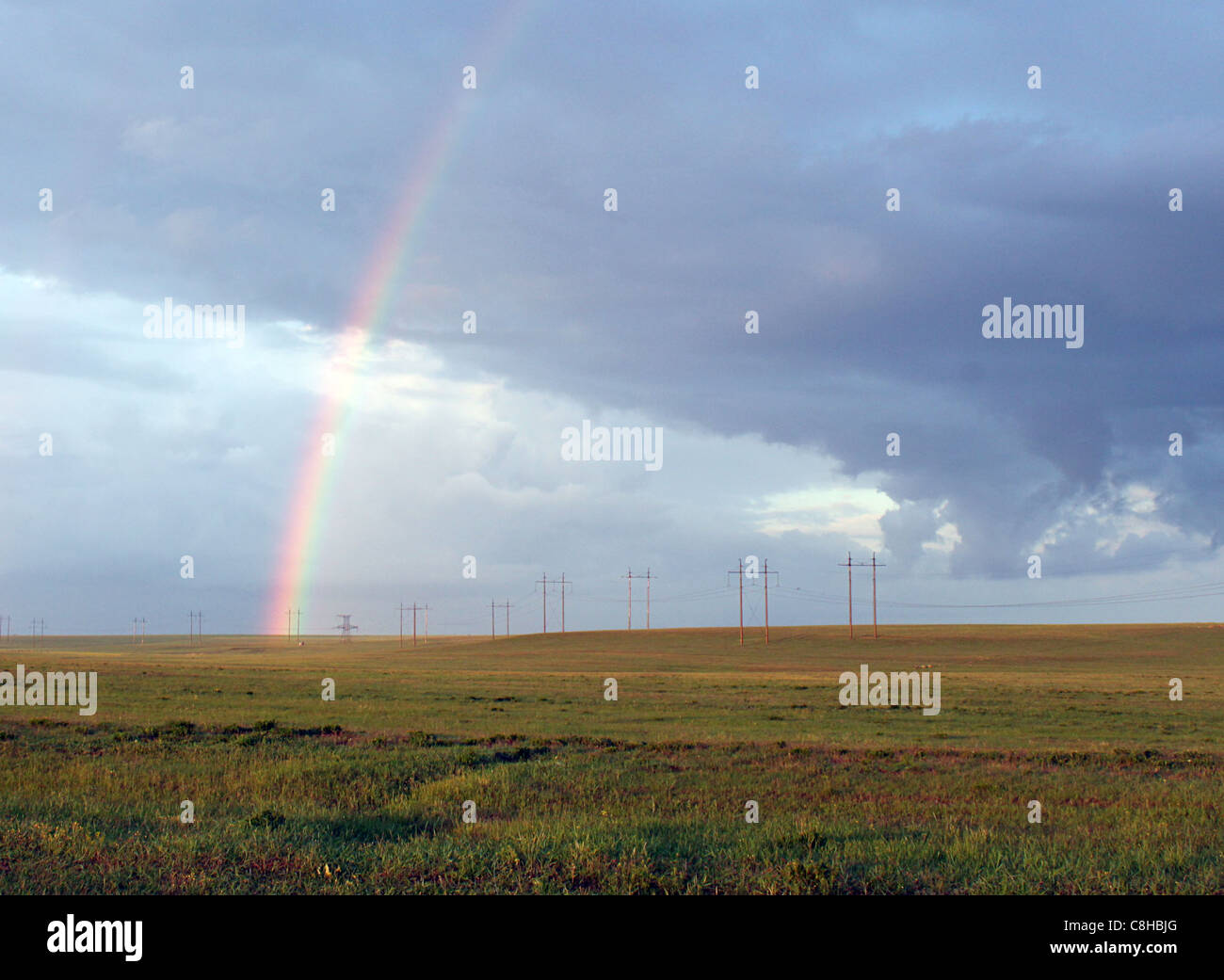 Paesaggio di campagna con rainbow Foto Stock
