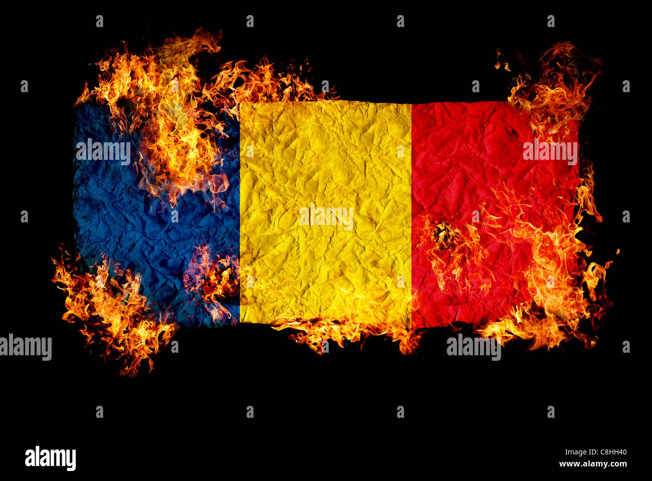 Simboli Nazionali e bandiera della Romania Foto stock - Alamy
