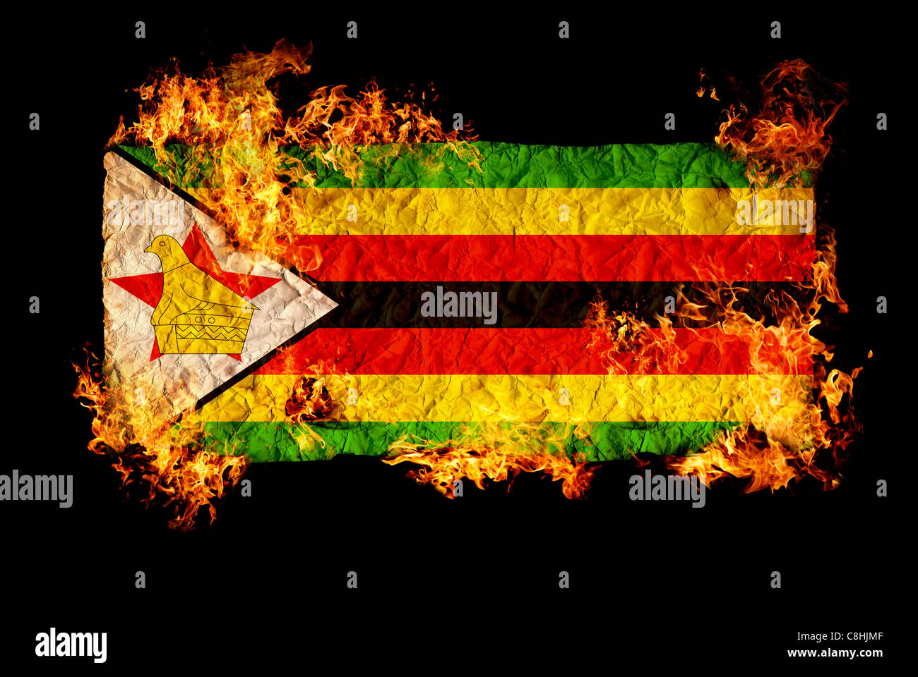 Simboli Nazionali e bandiera dello Zimbabwe Foto Stock