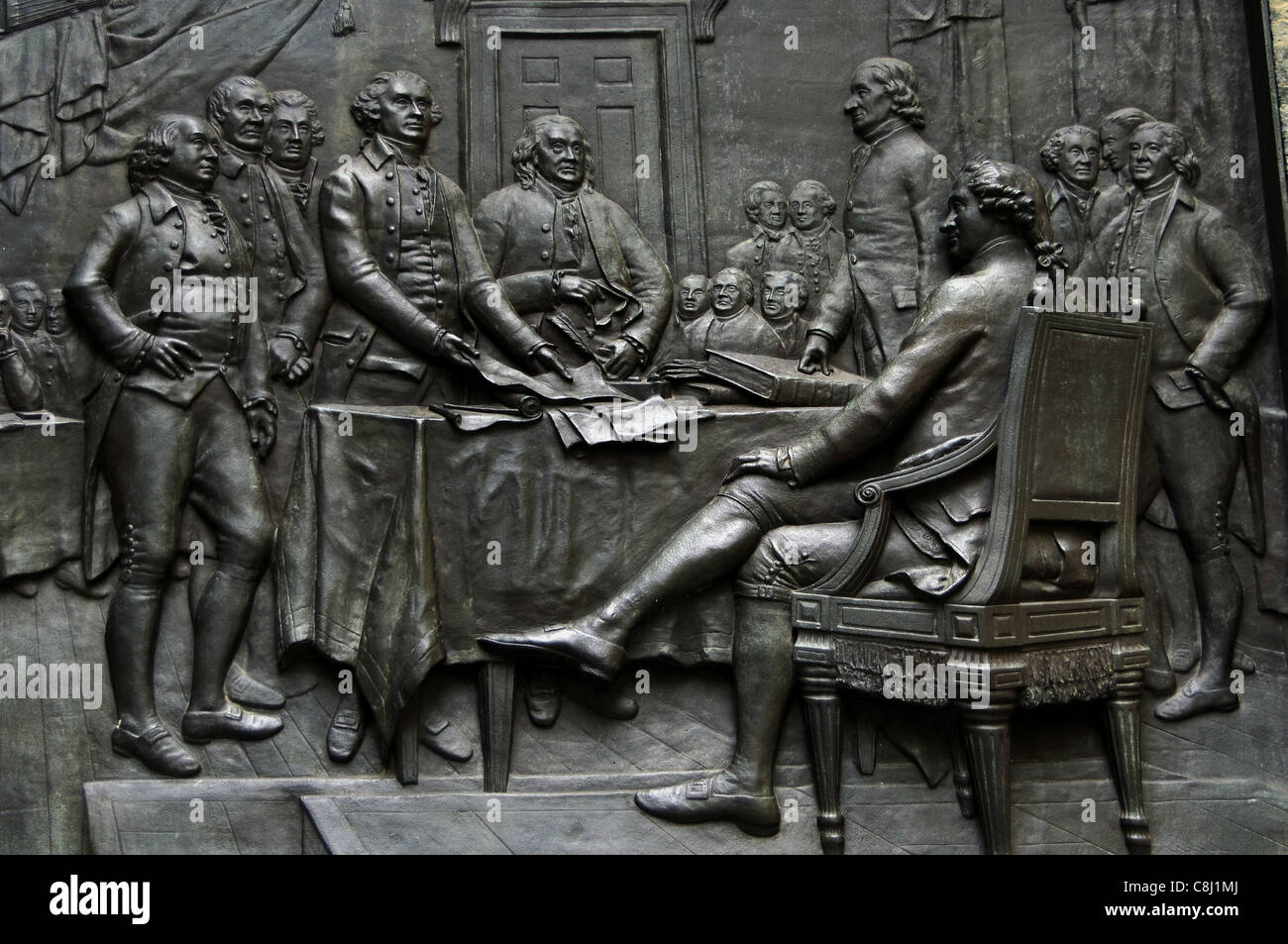 Dichiarazione Americana di Indipendenza. Atto adottato in Philadelphia dai rappresentanti delle tredici colonie britanniche. 1776. Foto Stock