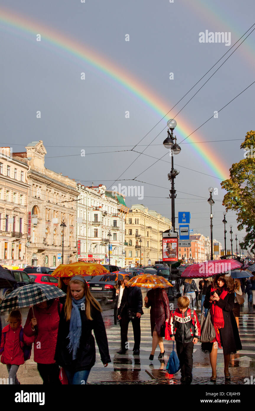 Rainbow in città Foto Stock