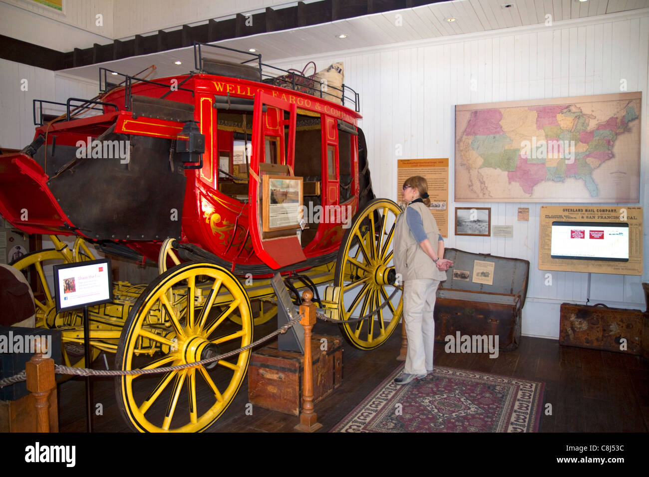 Western carro trainato da cavalli a Old Town San Diego State Historic Park, California, Stati Uniti d'America. Signor Foto Stock