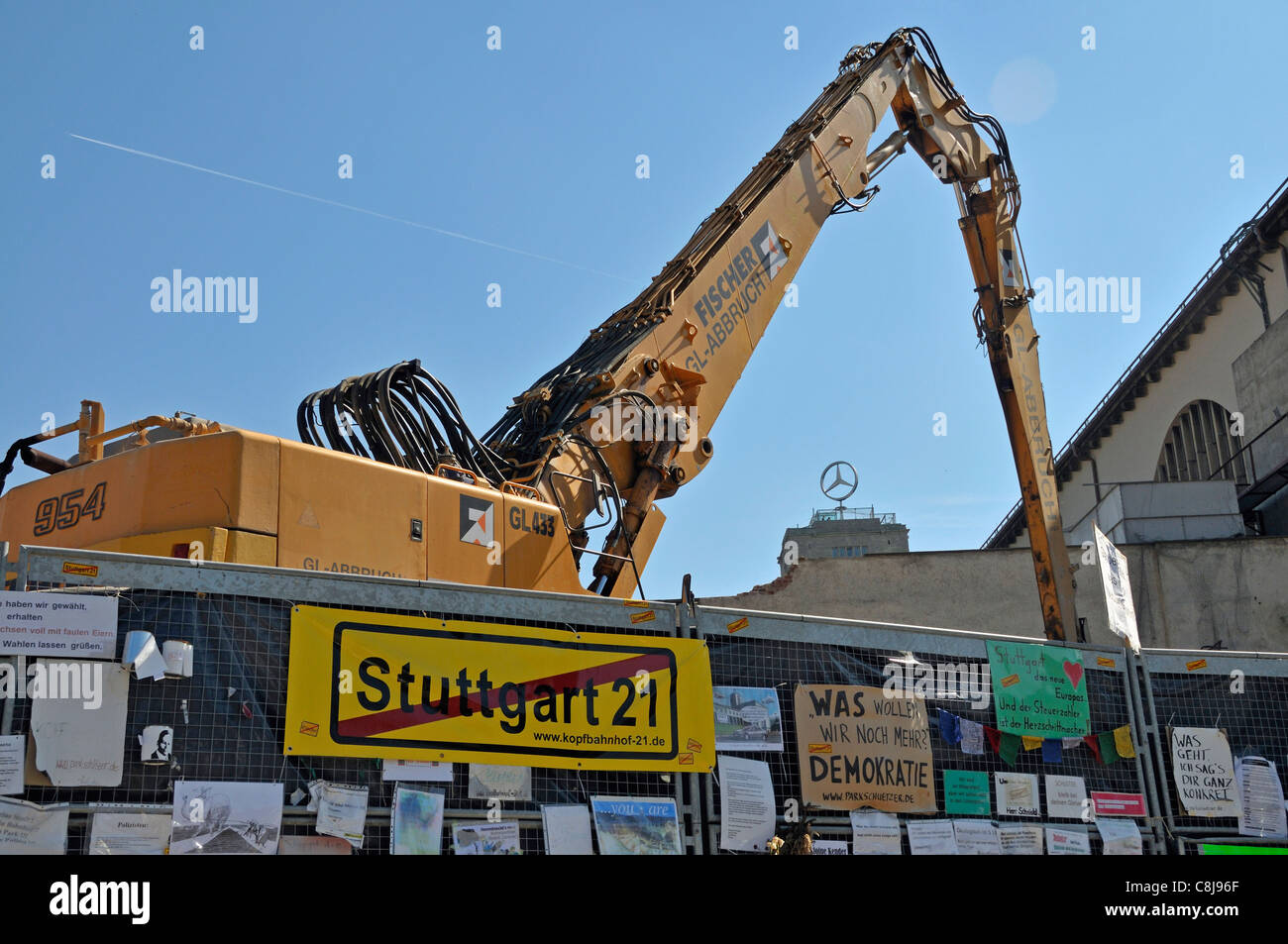 Lavori di demolizione, diga, cordon, stazione ferroviaria, progetto di costruzione, recinzione, Germania, Europa, stazione centrale, ala nord Foto Stock