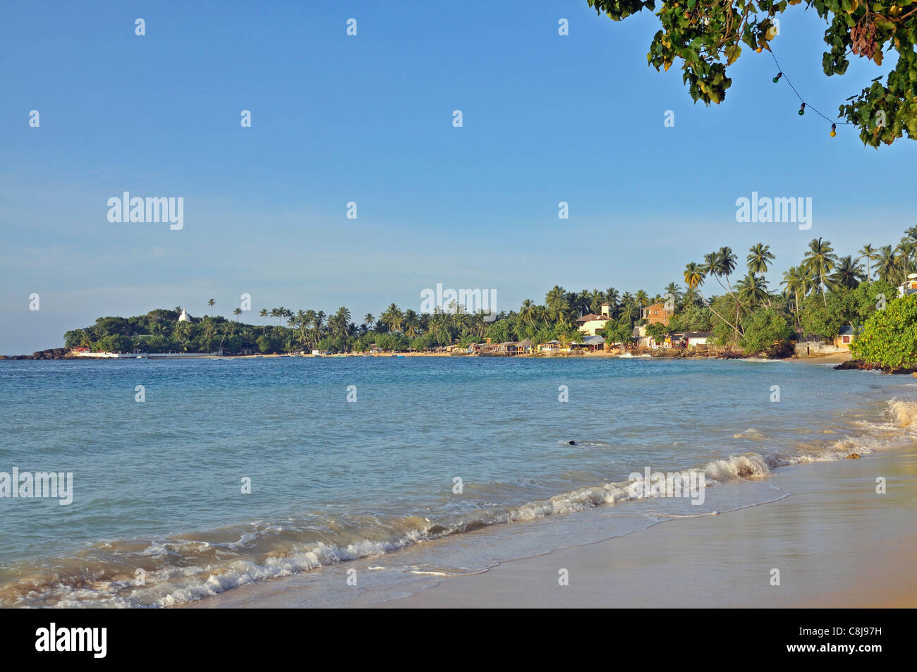 Asia, Ceylon, costa, mare, spiaggia di sabbia, spiaggia, mare, Asia del Sud, Unawatuna, Sri Lanka Foto Stock