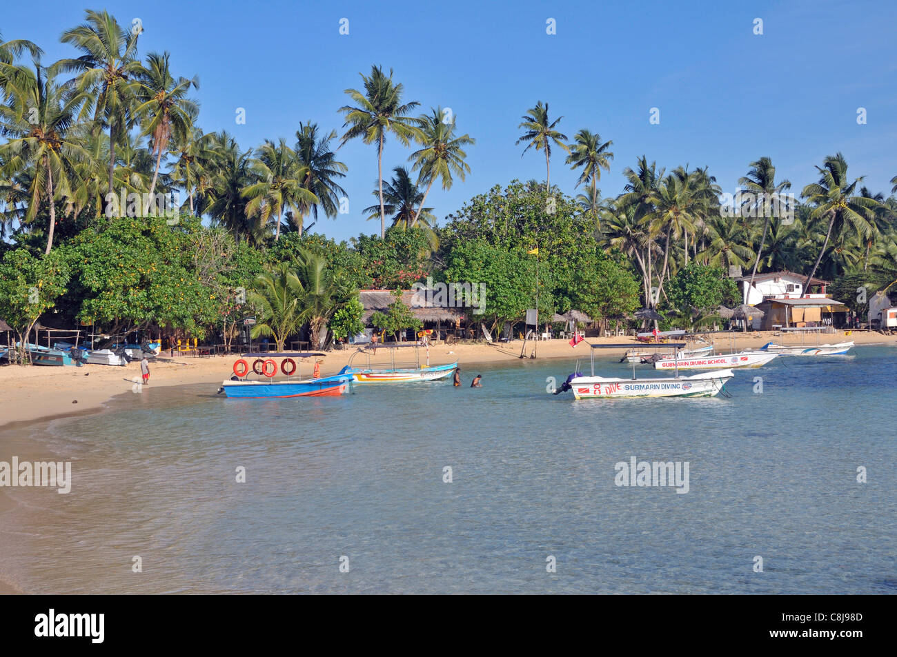 Asia, Ceylon, costa, mare, spiaggia di sabbia, spiaggia, mare, Asia del Sud, Unawatuna, Sri Lanka Foto Stock