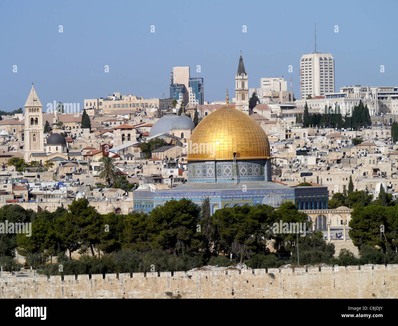 Lo skyline di Gerusalemme con la Cupola della roccia Foto Stock