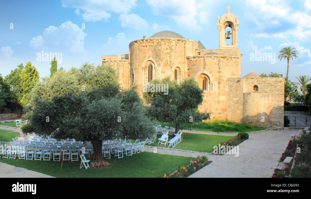 La chiesa medievale di San Giovanni a Byblos, libano chiesa medievale di San Giovanni a Byblos, Libano Foto Stock