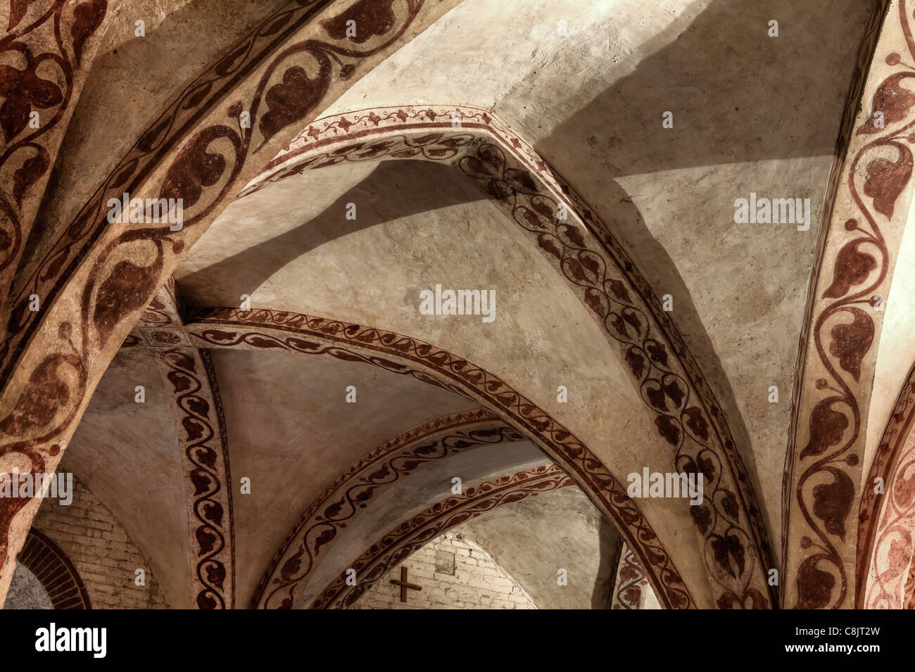 Soffitto di un'abbazia in Toscana, Italia Foto Stock