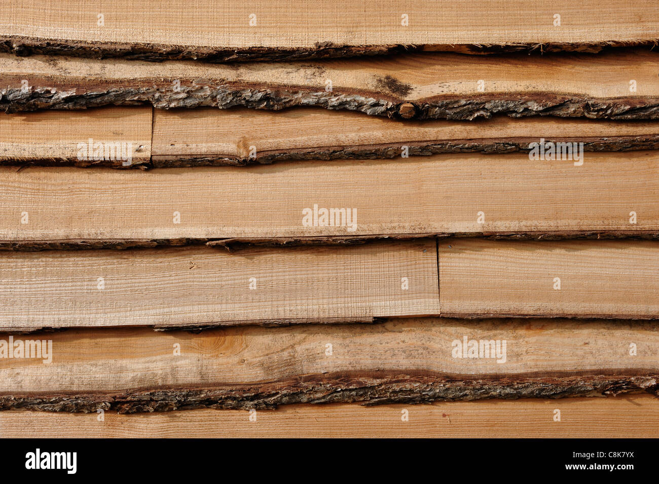 In legno naturale rivestimento weatherboarding Foto Stock