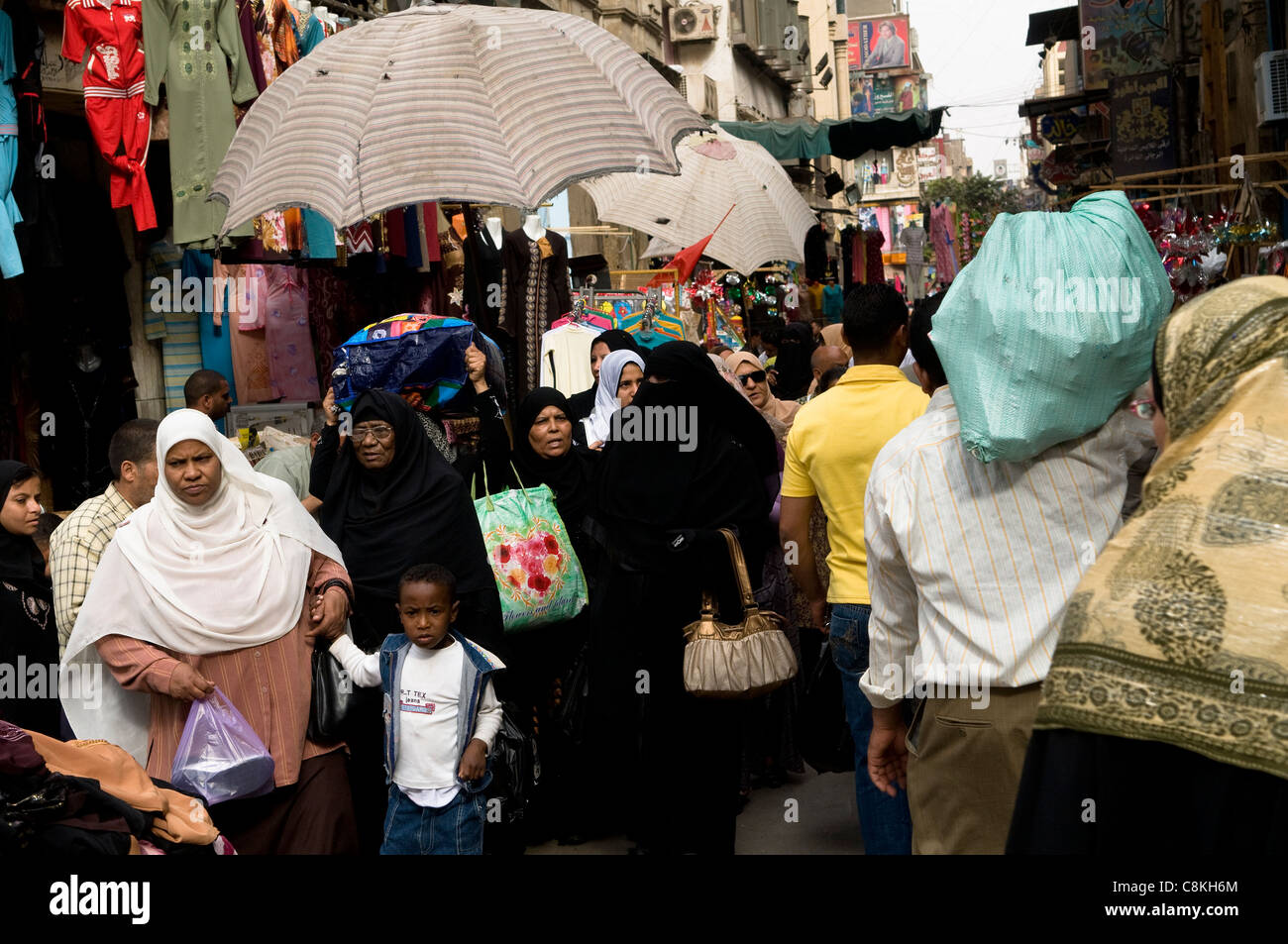 Vivace mercato egiziano scene. Foto Stock