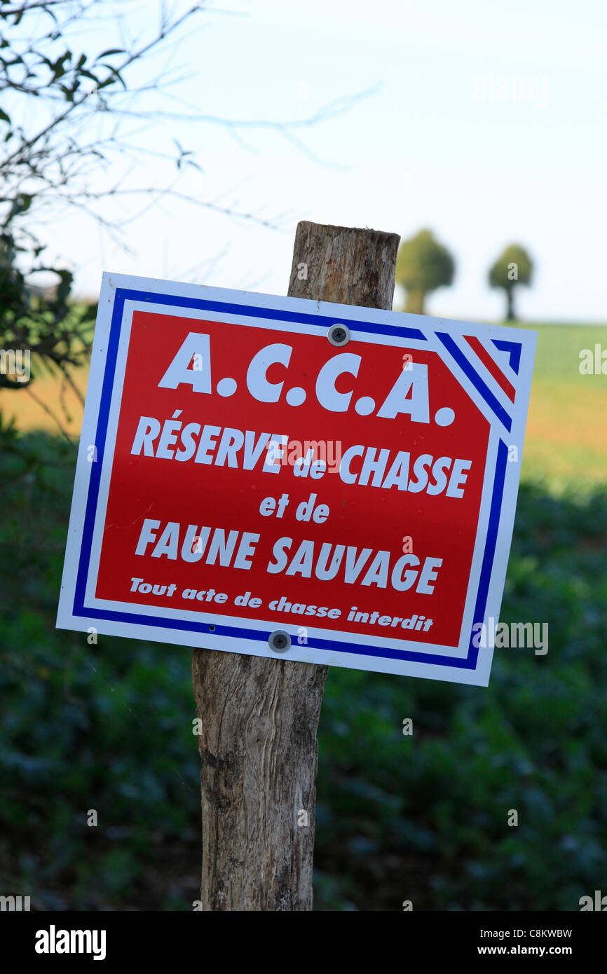 Segno francese per protected area di caccia Foto Stock