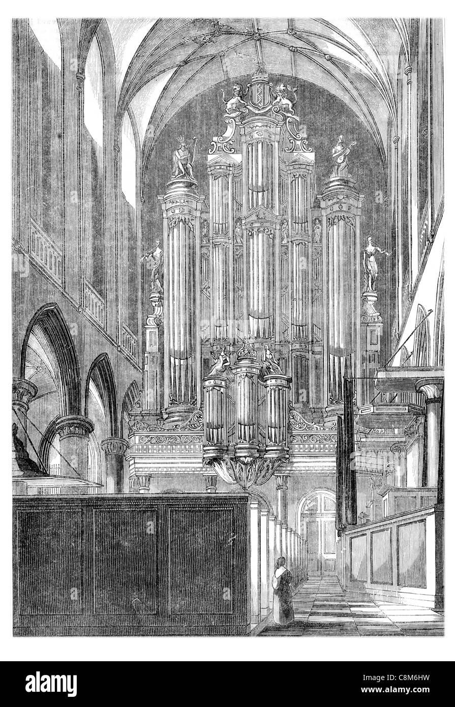 Grande organo di Haarlem Grote Kerk St Bavokerk cattedrale protestante Sint Bavo organi da chiesa Christian Müller Jan van Logteren Foto Stock