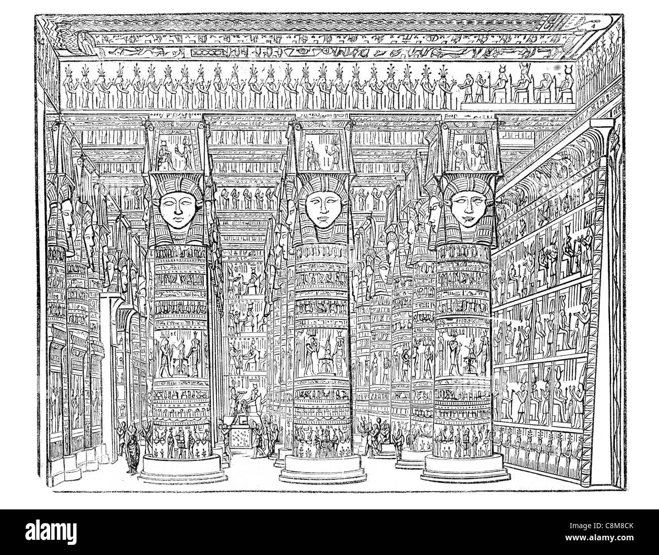 Portico Dendera tempio complesso Antico Egitto egiziano Nome mattone di fango cappella sacrario Faraone Pepi I Hathor Tentyra pellegrinaggio Foto Stock