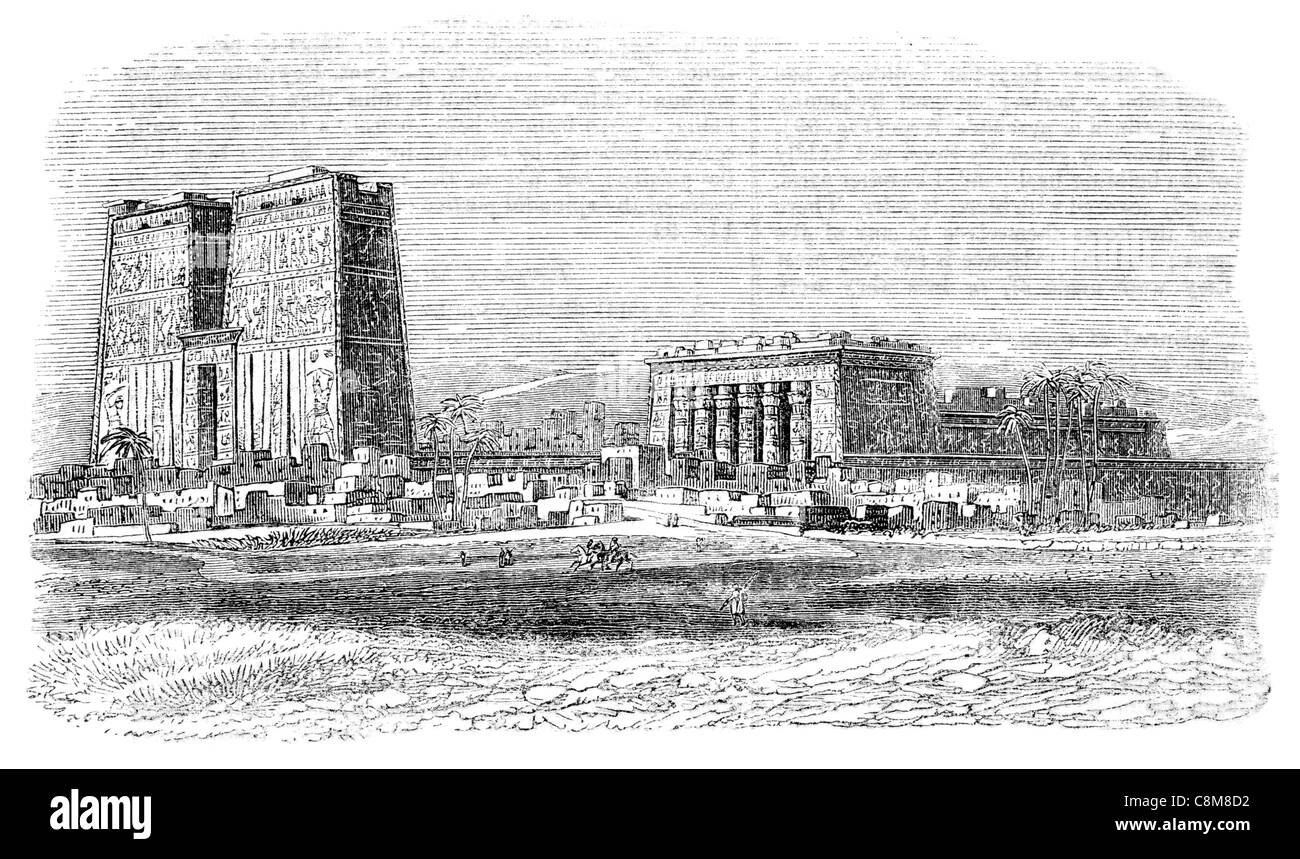 Tempio di Edfu antico tempio Egizio Nilo Apollonopolis Magna Egitto dio Horus periodo tolemaico Hathor Dendera pellegrinaggio Foto Stock