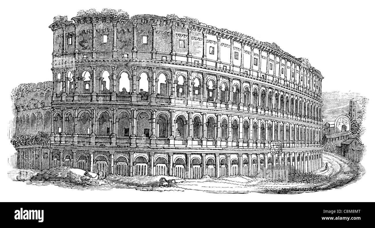 Colosseo Colosseo Anfiteatro Flavio città Roma Italia Impero Romano gladiatori gladiatore gioco giochi sport di sangue Foto Stock