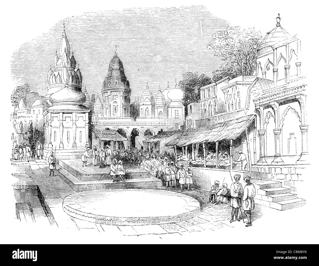 Benares Hindustan architettura architetto architettonico edificio edifici cortile del palazzo del mercato di vendita del commercio bizzarro Foto Stock