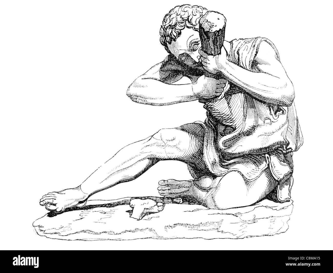 British Museum scultura statua scolpita gargoyle arte cultura uomo uomini saggi vecchio fascino fortunato carving scolpiti triste felice ornamento Foto Stock
