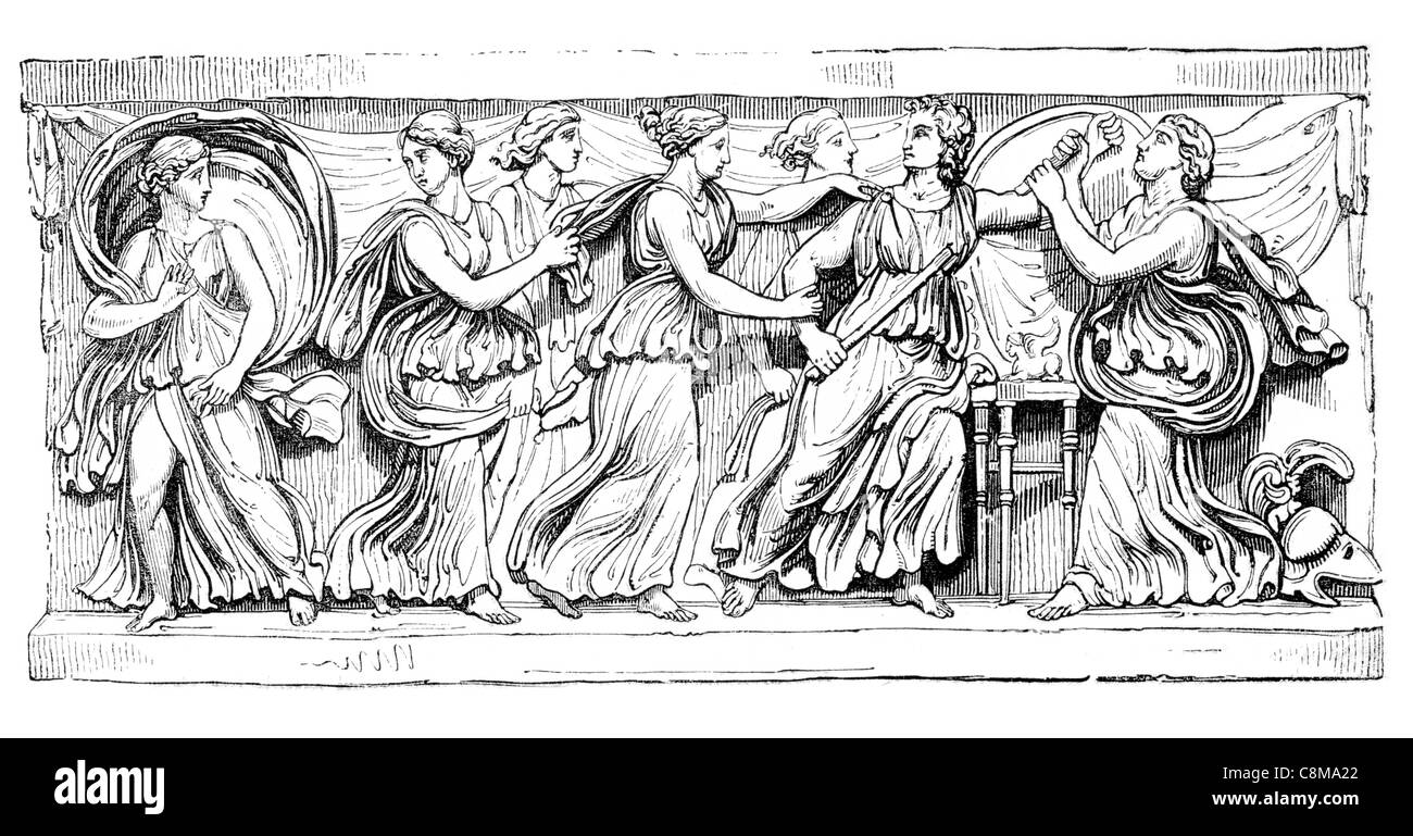 Achille e le figlie di Lycomedes Lycurgus mitologia greca guerra di Troia mito Foto Stock
