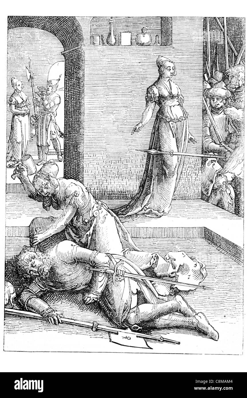 La morte di Sisara da Lucas van Leyden 1494 1533 Hugensz Jacobsz, incisore olandese pittore la pittura di genere migliori incisori Foto Stock