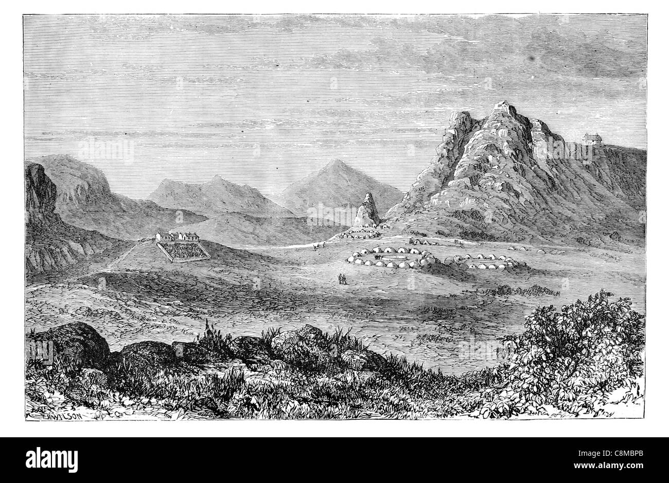 Thaba Bosiu plateau Caledon fiumi Maseru District Lesotho Basotho chief Moshoeshoe I roccaforte dello Stato libero Basotho guerra Foto Stock