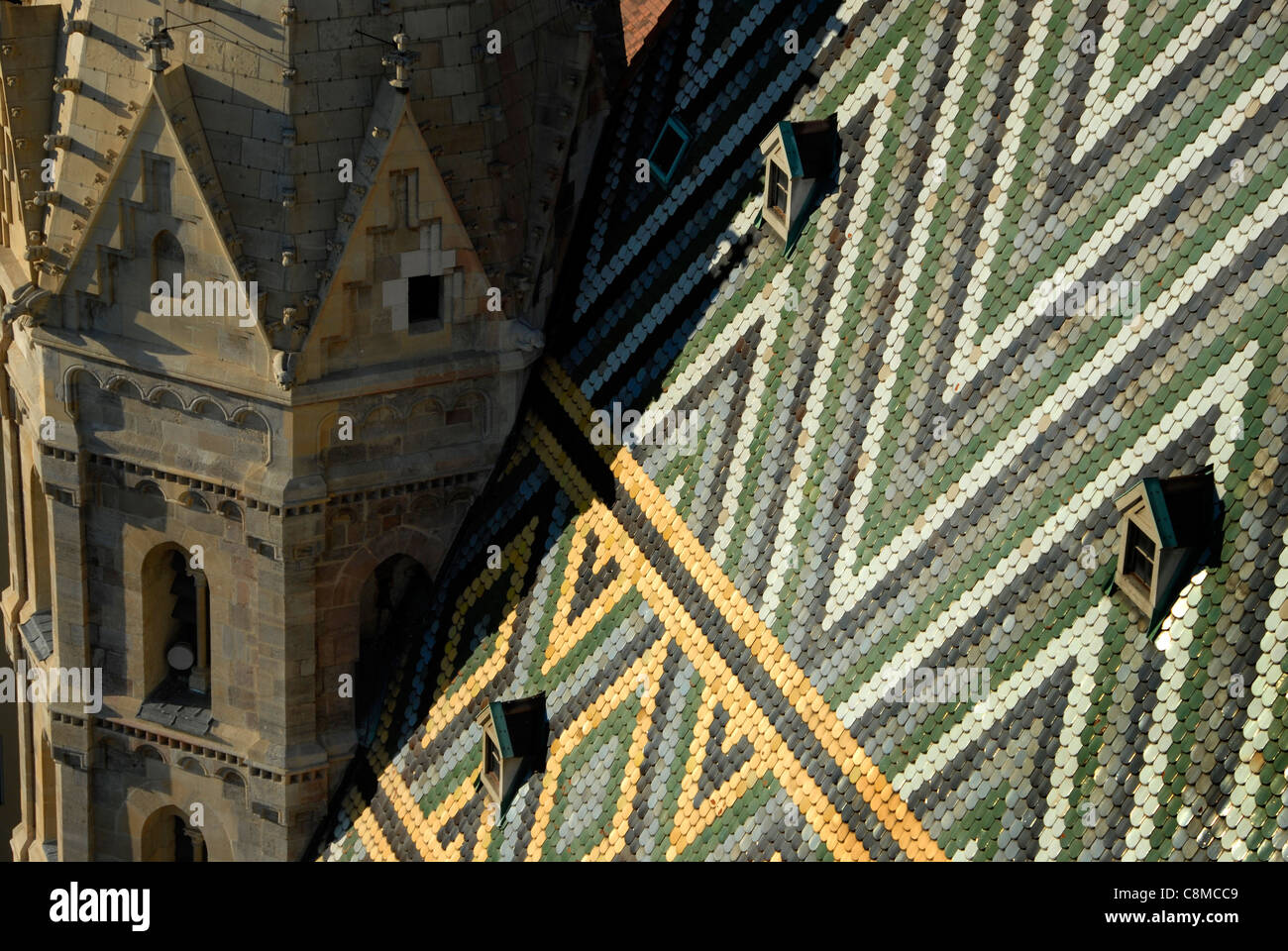 Stephansdom, tetto dettaglio,Vienna, Austria Foto Stock